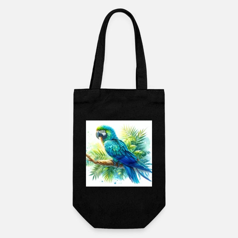 Aquarell Blauer Ara - Geschenkbeutel für Flaschen - Schwarz