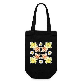 Cosmee Flowers with Daisies Floral Floral Pattern - Gift Bag for Bottles - black - Front