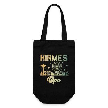 Kirmes Opa Jahrmarkt Rummel Volksfest - Geschenkbeutel für Flaschen - Schwarz - Vorne