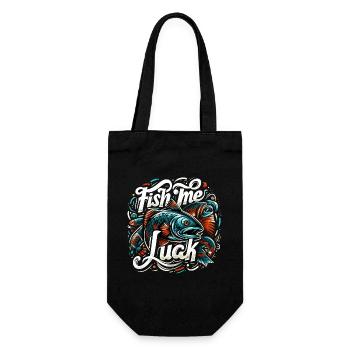 Fish Me Lucky Fishing Gift - Gift Bag for Bottles - black - Front