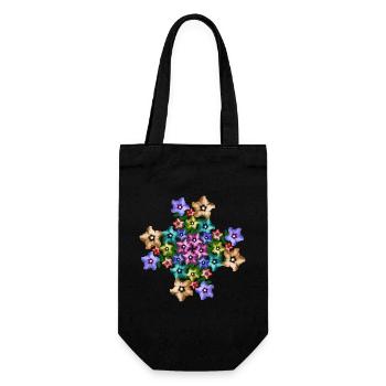 bunte Hibiskus Blüten Blumenstrauß Blumenmuster - Geschenkbeutel für Flaschen - Schwarz - Vorne