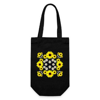 daisies, blossom, sunflower, daisies, floral - Gift Bag for Bottles - black - Front