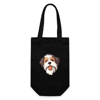 Biewer Terrier Dog Breed Watercolor Cartoon Kawaii - Gift Bag for Bottles - black - Front
