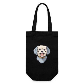 Dandie Dinmont Terrier Dog Breed Watercolor Cartoo - Gift Bag for Bottles - black - Front