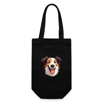 Collie chien race aquarelle dessin animé Kawaii Clipart - Sac à bouteille - noir - Devant