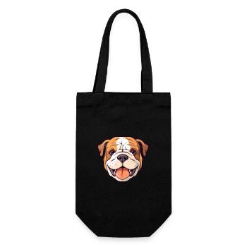 Bulldogge Hund Rasse Aquarell Karikatur Kawaii Clipar - Geschenkbeutel für Flaschen - Schwarz - Vorne