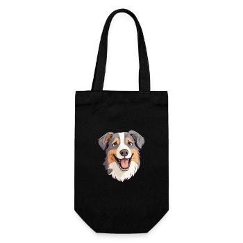 Berger australien chien race aquarelle dessin animé K - Sac à bouteille - noir - Devant