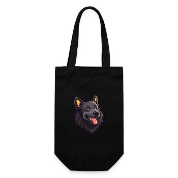 Belgischer Schäferhund Hunderasse Aquarell Karikatur Kawa - Geschenkbeutel für Flaschen - Schwarz - Vorne