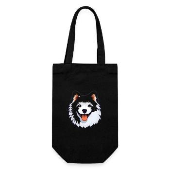 American Eskimo Dog Breed Watercolor Cartoon Kawai - Gift Bag for Bottles - black - Front