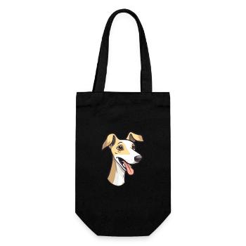 Whippet chien race aquarelle dessin animé Kawaii Clipar - Sac à bouteille - noir - Devant