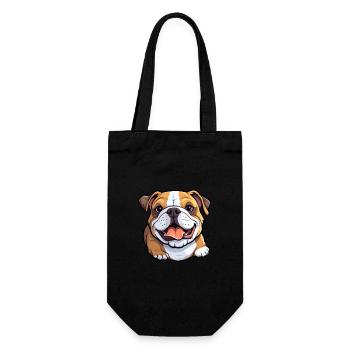 Bulldogge Hund Rasse Aquarell Karikatur Kawaii Clipar - Geschenkbeutel für Flaschen - Schwarz - Vorne
