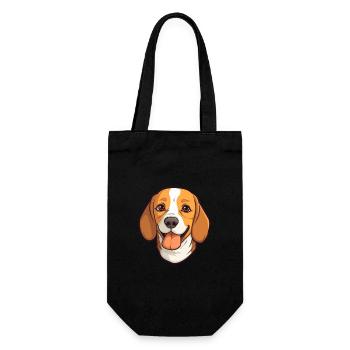 Beagle Dog Breed Watercolor Cartoon Kawaii Clipart - Gift Bag for Bottles - black - Front