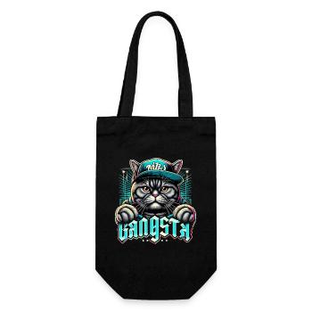 BKH Britisch Kurzhaar Katze getigert Gangsta Gangs - Geschenkbeutel für Flaschen - Schwarz - Vorne