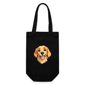 Golden Retriever Hunderasse Aquarell Karikatur Kawa - Geschenkbeutel für Flaschen - Schwarz - Vorne