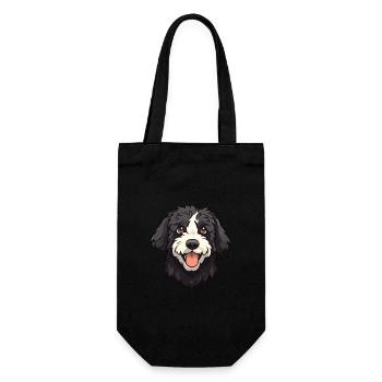 Portugiesischer Wasserhund Rasse Aquarell Cartoon Kawa - Geschenkbeutel für Flaschen - Schwarz - Vorne
