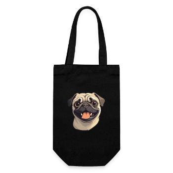 Mops Hund Rasse Aquarell Cartoon Kawaii Clipart - Geschenkbeutel für Flaschen - Schwarz - Vorne