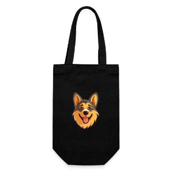 German Shepherd Dog Breed Watercolor Cartoon Kawai - Gift Bag for Bottles - black - Front