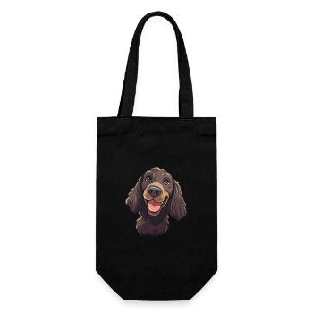 Feld Spaniel Hunderasse Aquarell Karikatur Kawaii - Geschenkbeutel für Flaschen - Schwarz - Vorne