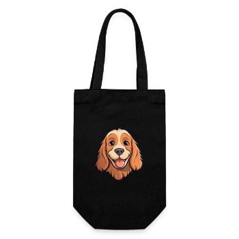 Englischer Cocker Spaniel Hunderasse Aquarell Cartoo - Geschenkbeutel für Flaschen - Schwarz - Vorne
