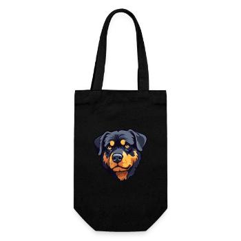 Rottweiler chien race aquarelle dessin animé kawaii cli - Sac à bouteille - noir - Devant