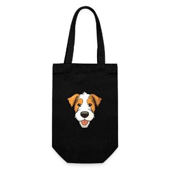 Draht Foxterrier Hunderasse Aquarell Karikatur Kawa - Geschenkbeutel für Flaschen - Schwarz - Vorne