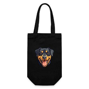 Rottweiler Hund Rasse Aquarell Karikatur Kawaii Cli - Geschenkbeutel für Flaschen - Schwarz - Vorne
