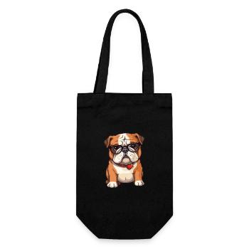 Bulldog Dog Breed Watercolor Cartoon Kawaii Glasse - Gift Bag for Bottles - black - Front