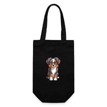 Australian Shepherd Dog Breed Watercolor Cartoon K - Gift Bag for Bottles - black - Front