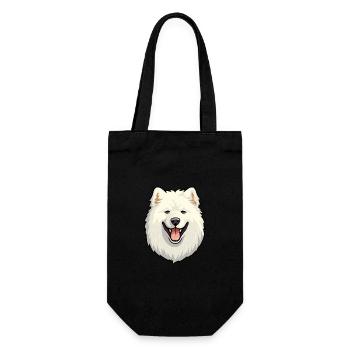 Samoyed Dog Breed Watercolor Cartoon Kawaii Clipar - Gift Bag for Bottles - black - Front