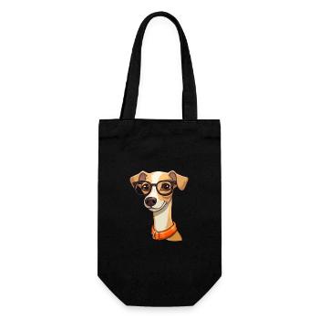 Whippet Dog Breed Watercolor Cartoon Kawaii Glasse - Gift Bag for Bottles - black - Front