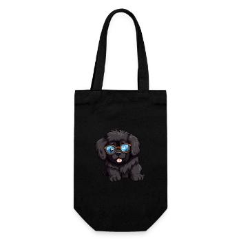 Newfoundland Dog Breed Watercolor Cartoon Kawaii G - Gift Bag for Bottles - black - Front