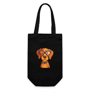 Vizsla Dog Breed Watercolor Cartoon Kawaii Glasses - Gift Bag for Bottles - black - Front