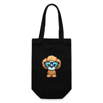 Toy Poodle Dog Breed Watercolor Cartoon Kawaii Gla - Gift Bag for Bottles - black - Front