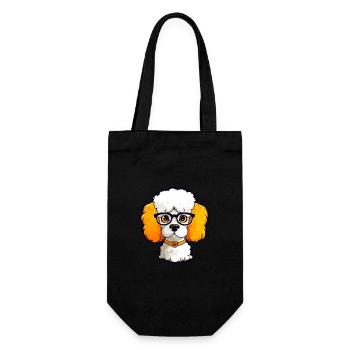 Caniche chien race aquarelle dessin animé Kawaii lunettes - Sac à bouteille - noir - Devant