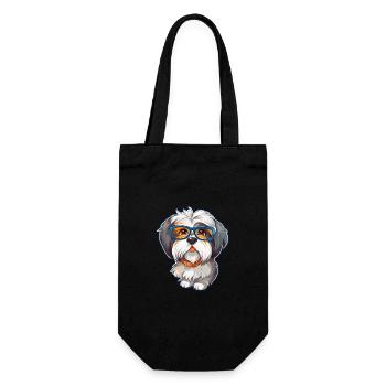Race De Chien Havanais Aquarelle Dessin Animé Kawaii Verre - Sac à bouteille - noir - Devant
