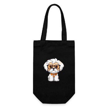 Malteser Hund Rasse Aquarell Cartoon Kawaii Glasse - Geschenkbeutel für Flaschen - Schwarz - Vorne