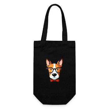 Miniature Bull Terrier Dog Breed Watercolor Cartoo - Gift Bag for Bottles - black - Front