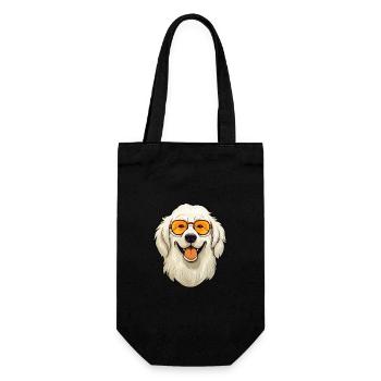 Grande race de chien des Pyrénées aquarelle dessin animé Kawaii - Sac à bouteille - noir - Devant