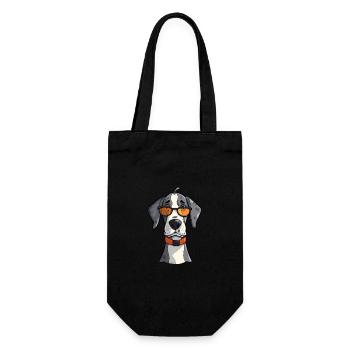 Große Dogge Hunderasse Aquarell Karikatur Kawaii Gla - Geschenkbeutel für Flaschen - Schwarz - Vorne