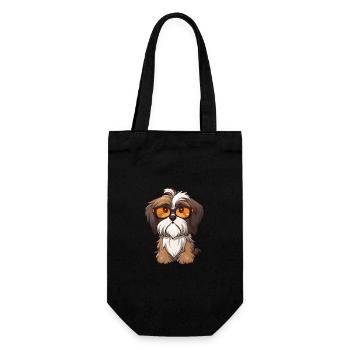 Race De Chien Havanais Aquarelle Dessin Animé Kawaii Verre - Sac à bouteille - noir - Devant