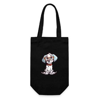 Dalmatinische Hunderasse Aquarell Karikatur Kawaii Glas - Geschenkbeutel für Flaschen - Schwarz - Vorne