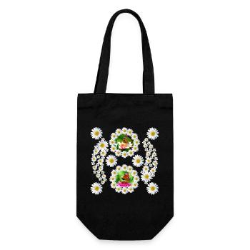 Marguerites Fleur Papillon Motif Floral Floral - Sac à bouteille - noir - Devant