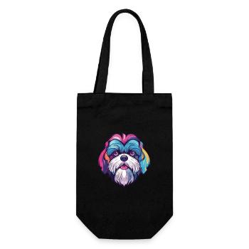 Shih Tzu chien race aquarelle dessin animé Kawaii couleur - Sac à bouteille - noir - Devant