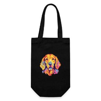 Golden Retriever Hunderasse Aquarell Karikatur Kawa - Geschenkbeutel für Flaschen - Schwarz - Vorne