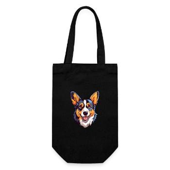 Strickjacke Welsh Corgi Hunderasse Aquarell Karikatur - Geschenkbeutel für Flaschen - Schwarz - Vorne