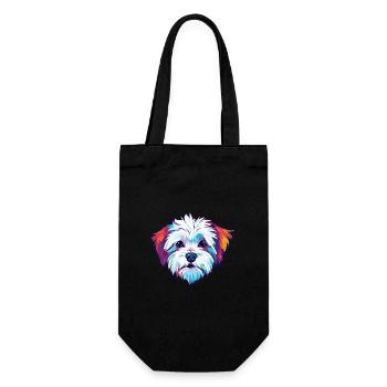 Malteser Hund Rasse Aquarell Karikatur Kawaii Colorf - Geschenkbeutel für Flaschen - Schwarz - Vorne