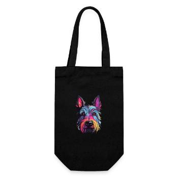 Scottish Terrier Hunderasse Aquarell Karikatur Kawa - Geschenkbeutel für Flaschen - Schwarz - Vorne