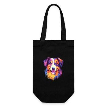 Berger australien chien race aquarelle dessin animé K - Sac à bouteille - noir - Devant