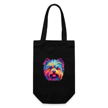 Yorkshire Terrier Hunderasse Aquarell Karikatur Kaw - Geschenkbeutel für Flaschen - Schwarz - Vorne