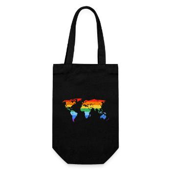Regenbogen-Weltkarte Pride - Geschenkbeutel für Flaschen - Schwarz - Vorne